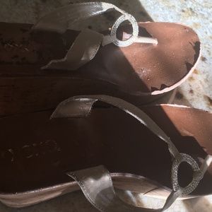 Wedge thong strap sandals size 9.